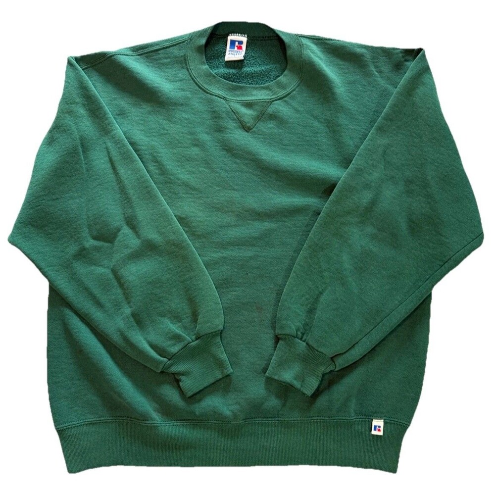 Vintage Russell Athletic Crewneck Sweatshirt Mens Large Green Pullover Blank USA